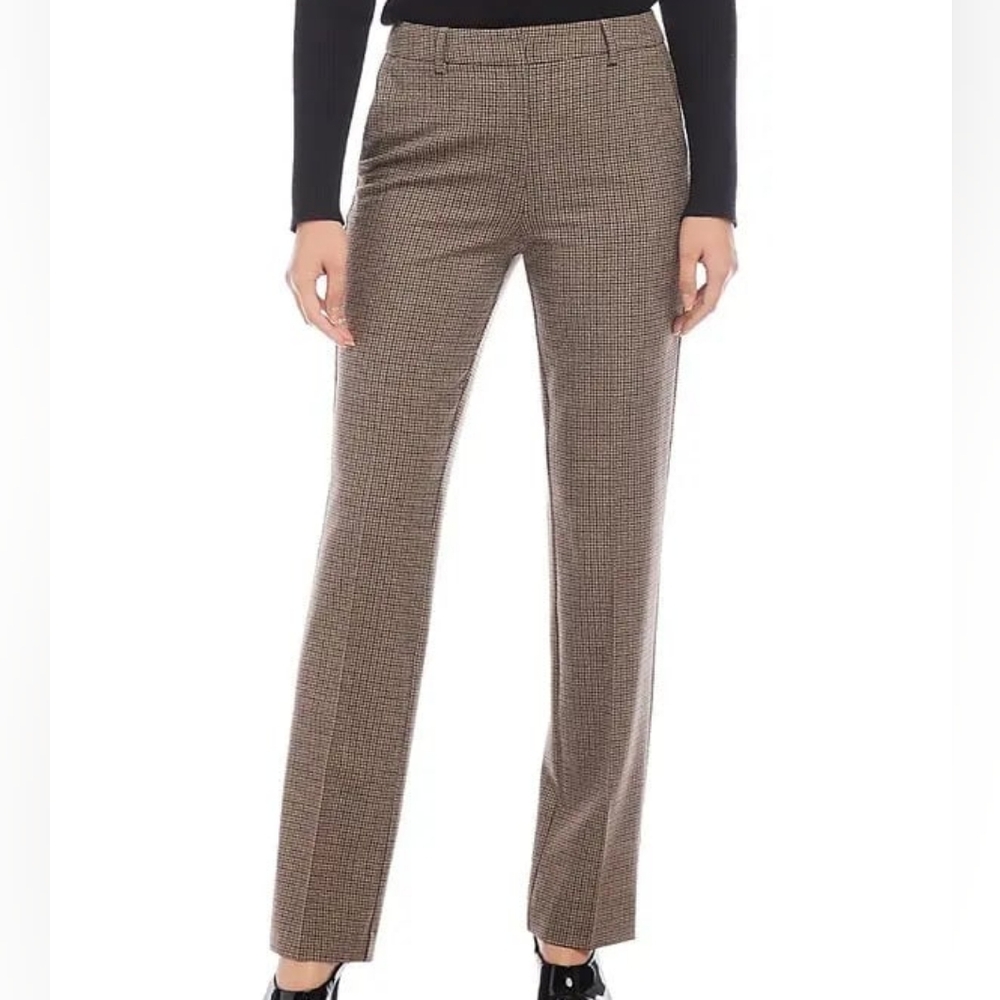 Karen Kane Plaid Trousers Women’s Straight/Flare Leg High-Rise Size - Picture 3 of 7